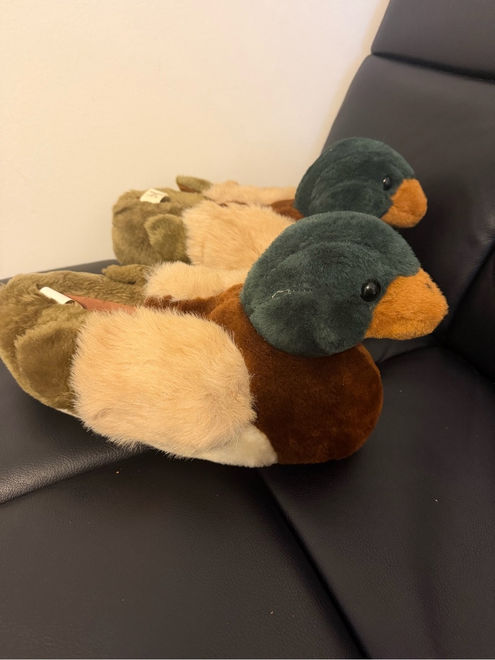 Plush Mallard Duck Slippers - Vintage Kinsman Large (10-12)